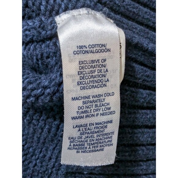 Vintage Chaps Mens XXL Sweater Navy 1/4 Button Elbow Patch Ribbed Hem Neck & Arm - Picture 4 of 12